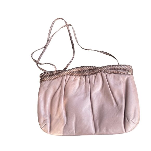 Vintage Morris Moskowitz Leather Clutch With Snake Trim & Chain Strap - Picture 5 of 11